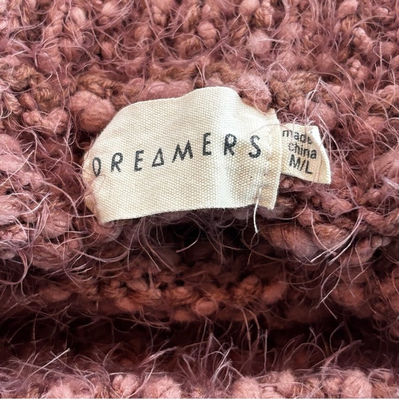 Dreamers Burgundy Mauve Eyelash Sweater Size M/L With Mock Neckline - Picture 5 of 9